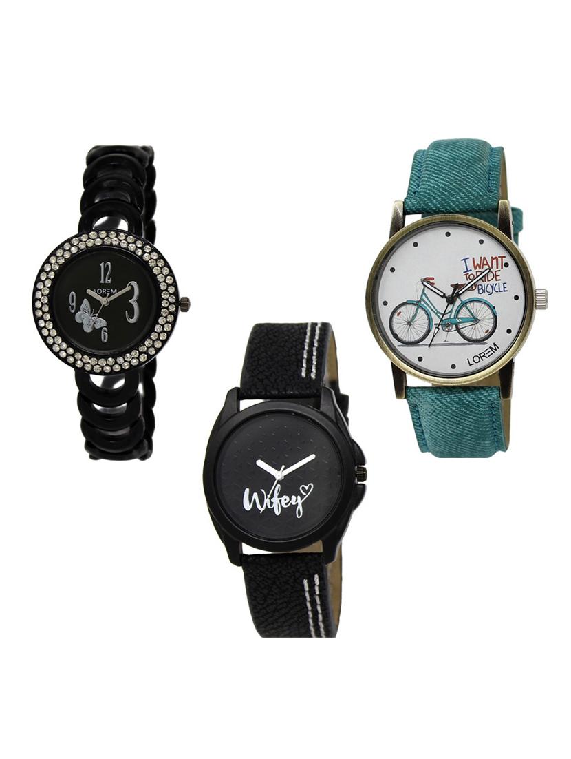 set of 3 round dial analog watch combo -(lk201-229-234) - 15682645 -  Zoom Image - 0