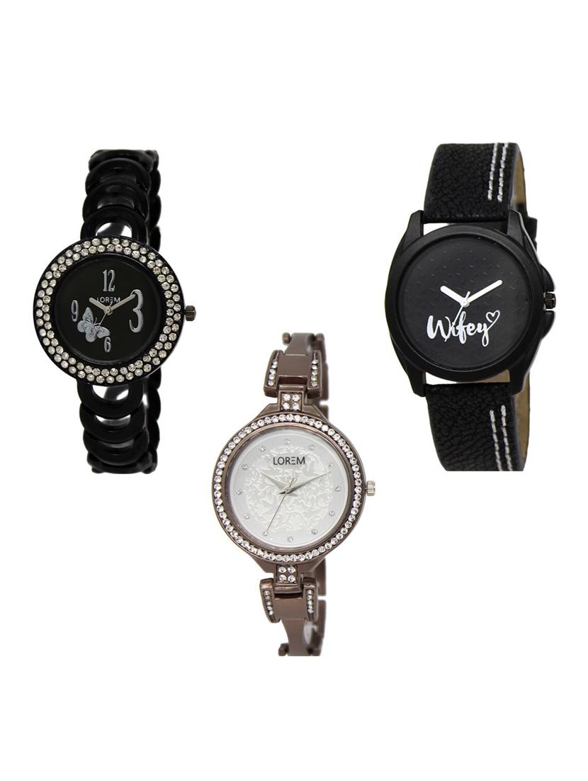 set of 3 round dial analog watch combo -(lk201-234-236) - 15682679 -  Zoom Image - 0