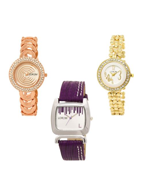 set of 3 round dial analog watch combo -(lk202-203-207) - 15682707 - Standard Image - 0