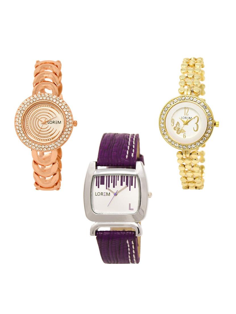 set of 3 round dial analog watch combo -(lk202-203-207) - 15682707 - Zoom Image - 0