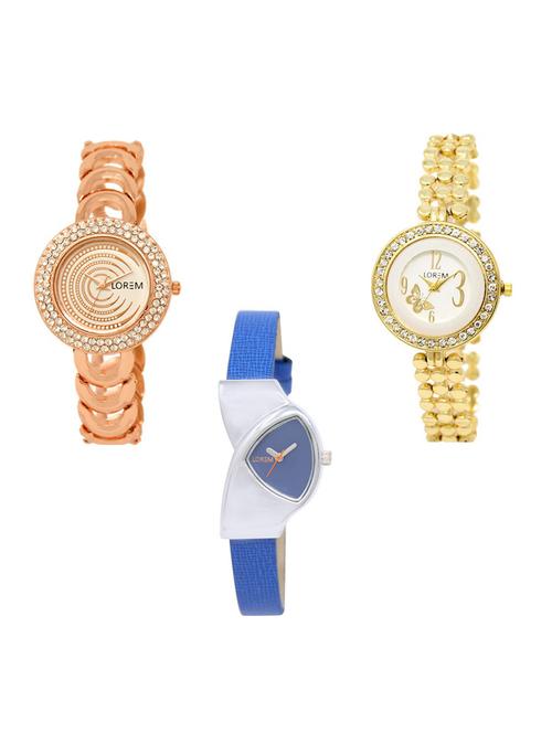 set of 3 round dial analog watch combo -(lk202-203-208) - 15682708 - Standard Image - 0