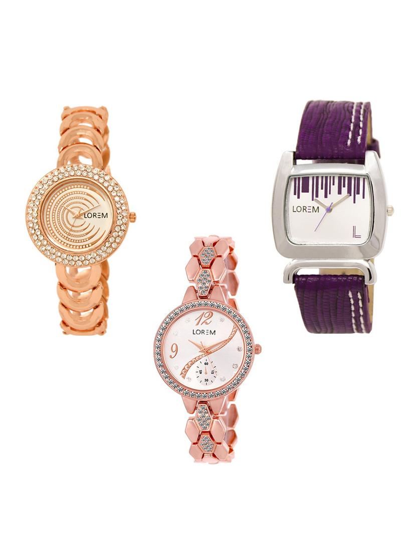 set of 3 round dial analog watch combo -(lk202-207-215) - 15682843 - Zoom Image - 0