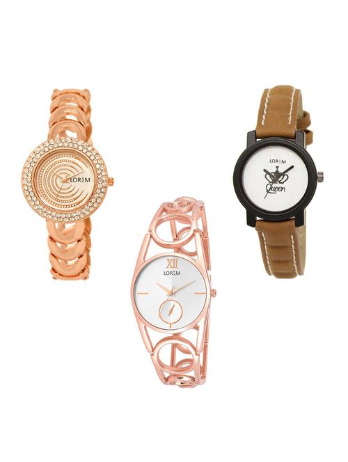 set of 3 round dial analog watch combo -(lk202-209-213) - 15682901 -  Standard Image - 0