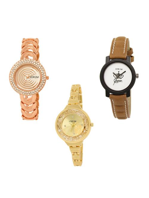 set of 3 round dial analog watch combo -(lk202-209-224) - 15682911 -  Standard Image - 0