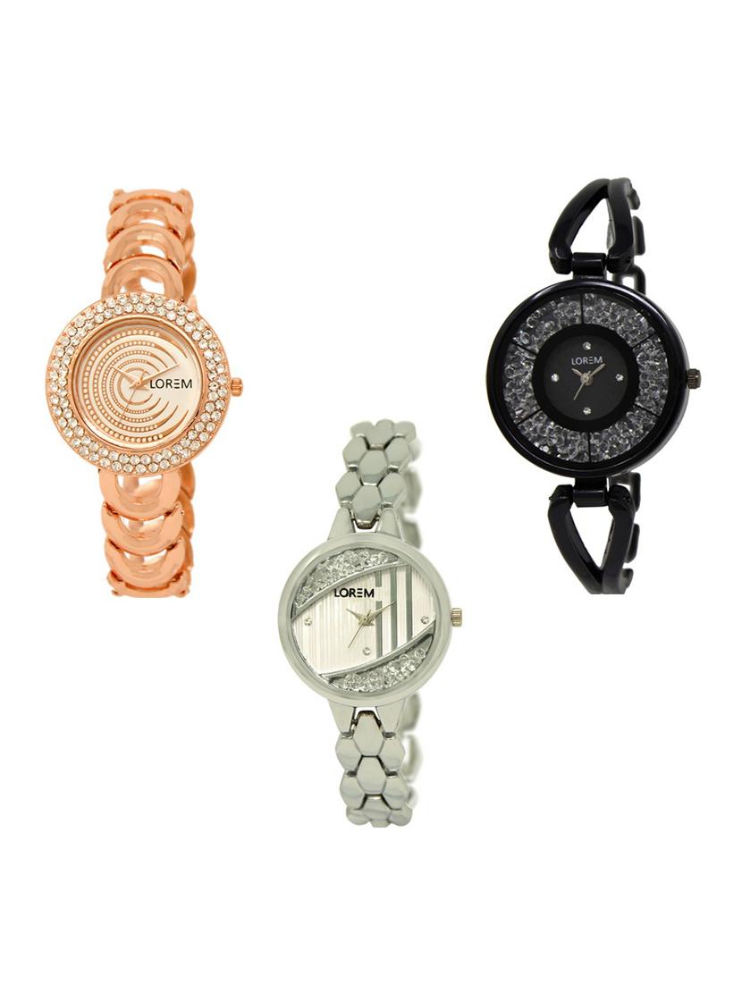 set of 3 round dial analog watch combo -(lk202-211-223) - 15682955 -  Zoom Image - 0