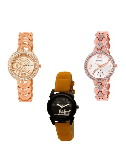 set of 3 round dial analog watch combo -(lk202-215-235) - 15683023 - Standard Image - 0