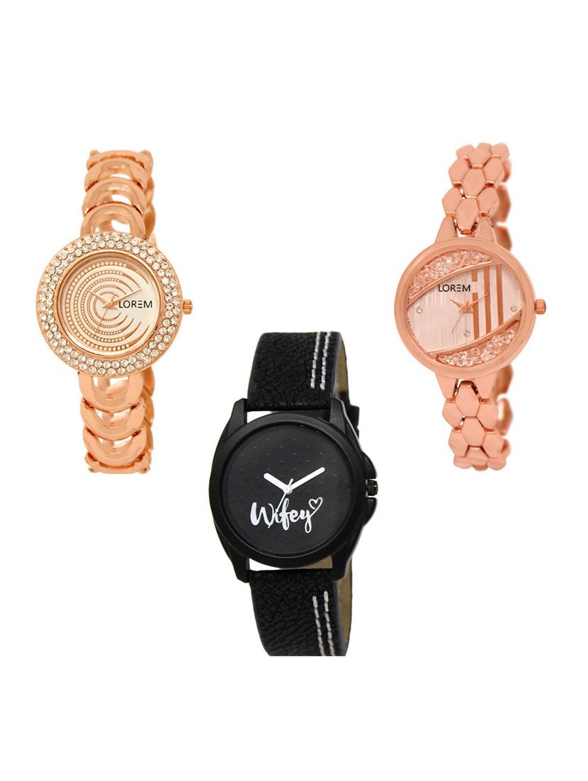 set of 3 round dial analog watch combo -(lk202-222-234) - 15683139 -  Zoom Image - 0