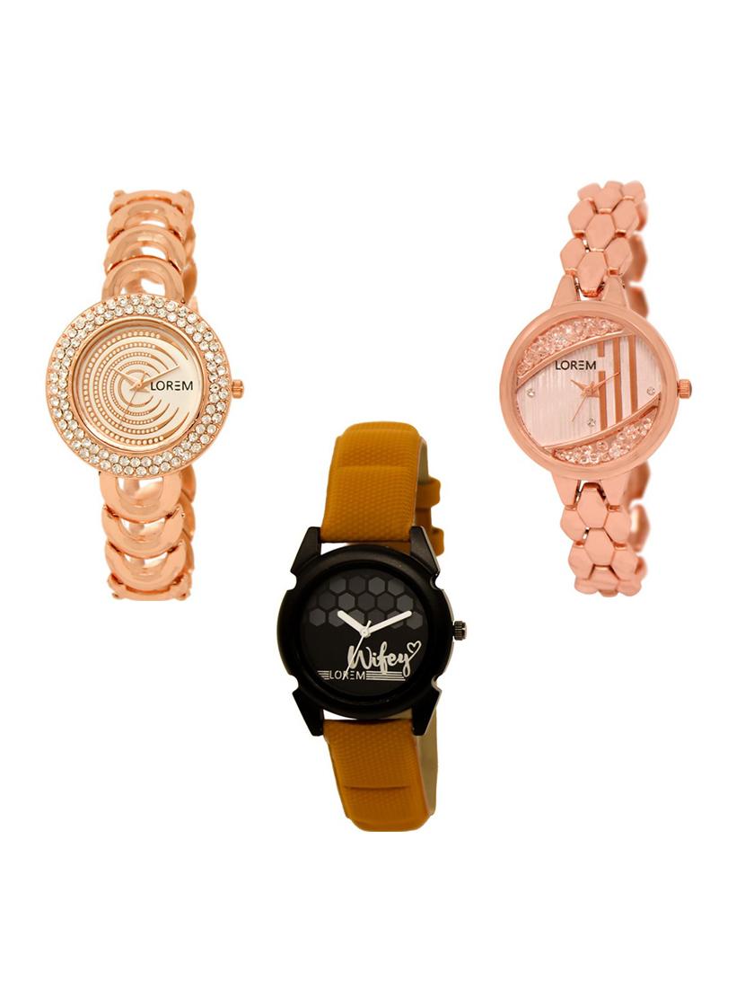 set of 3 round dial analog watch combo -(lk202-222-235) - 15683140 -  Zoom Image - 0