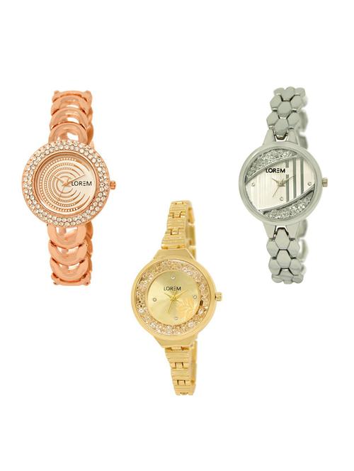 set of 3 round dial analog watch combo -(lk202-223-224) - 15683146 -  Standard Image - 0