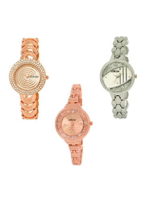 set of 3 round dial analog watch combo -(lk202-223-225) - 15683147 -  Standard Image - 0
