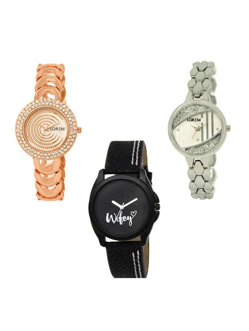 set of 3 round dial analog watch combo -(lk202-223-234) - 15683152 - Standard Image - 0