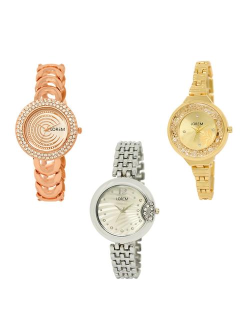 set of 3 round dial analog watch combo -(lk202-224-227) - 15683161 -  Standard Image - 0
