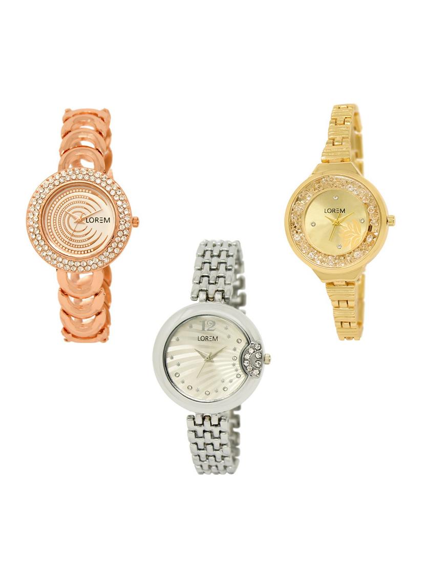 set of 3 round dial analog watch combo -(lk202-224-227) - 15683161 -  Zoom Image - 0