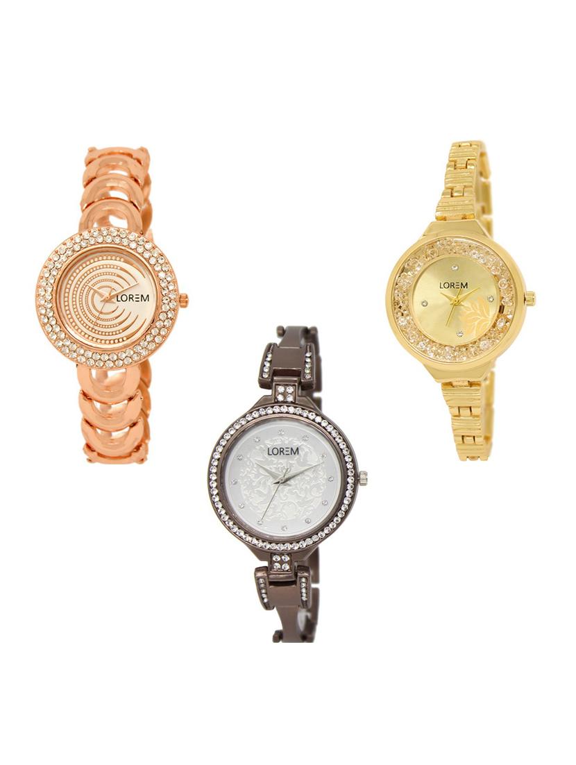 set of 3 round dial analog watch combo -(lk202-224-236) - 15683169 -  Zoom Image - 0
