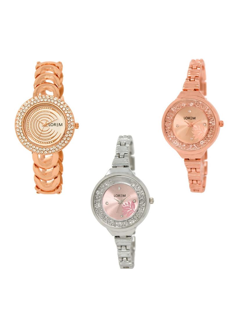 set of 3 round dial analog watch combo -(lk202-225-226) - 15683174 -  Zoom Image - 0