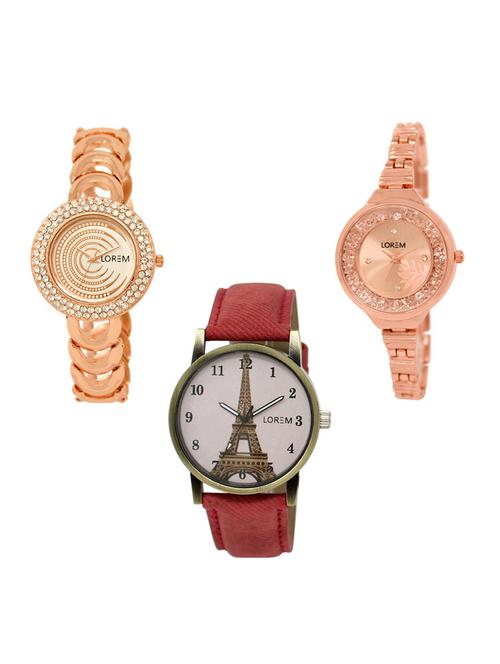set of 3 round dial analog watch combo -(lk202-225-230) - 15683177 -  Standard Image - 0