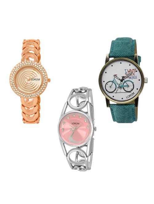 set of 3 round dial analog watch combo -(lk202-229-233) - 15683220 - Standard Image - 0