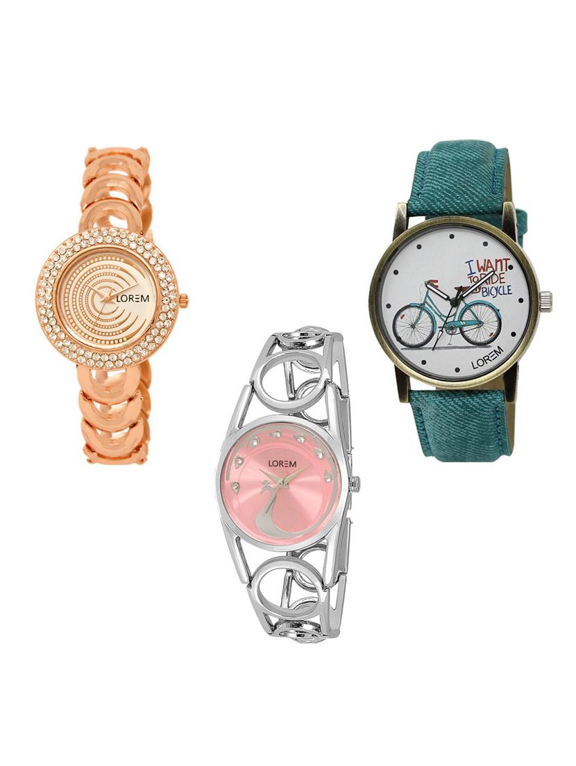 set of 3 round dial analog watch combo -(lk202-229-233) - 15683220 - Zoom Image - 0