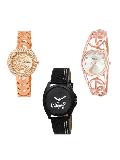 set of 3 round dial analog watch combo -(lk202-232-234) - 15683240 -  Standard Image - 0