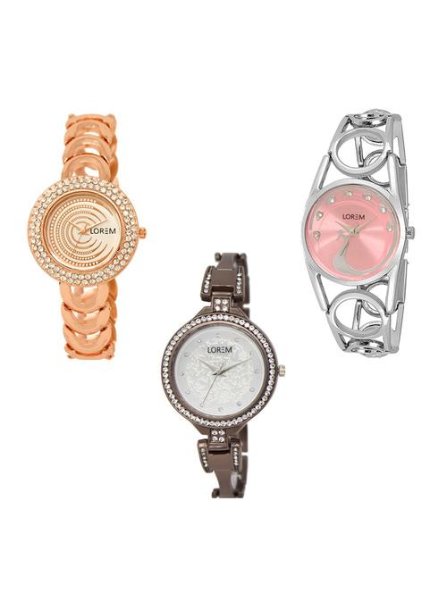 set of 3 round dial analog watch combo -(lk202-233-236) - 15683249 -  Standard Image - 0