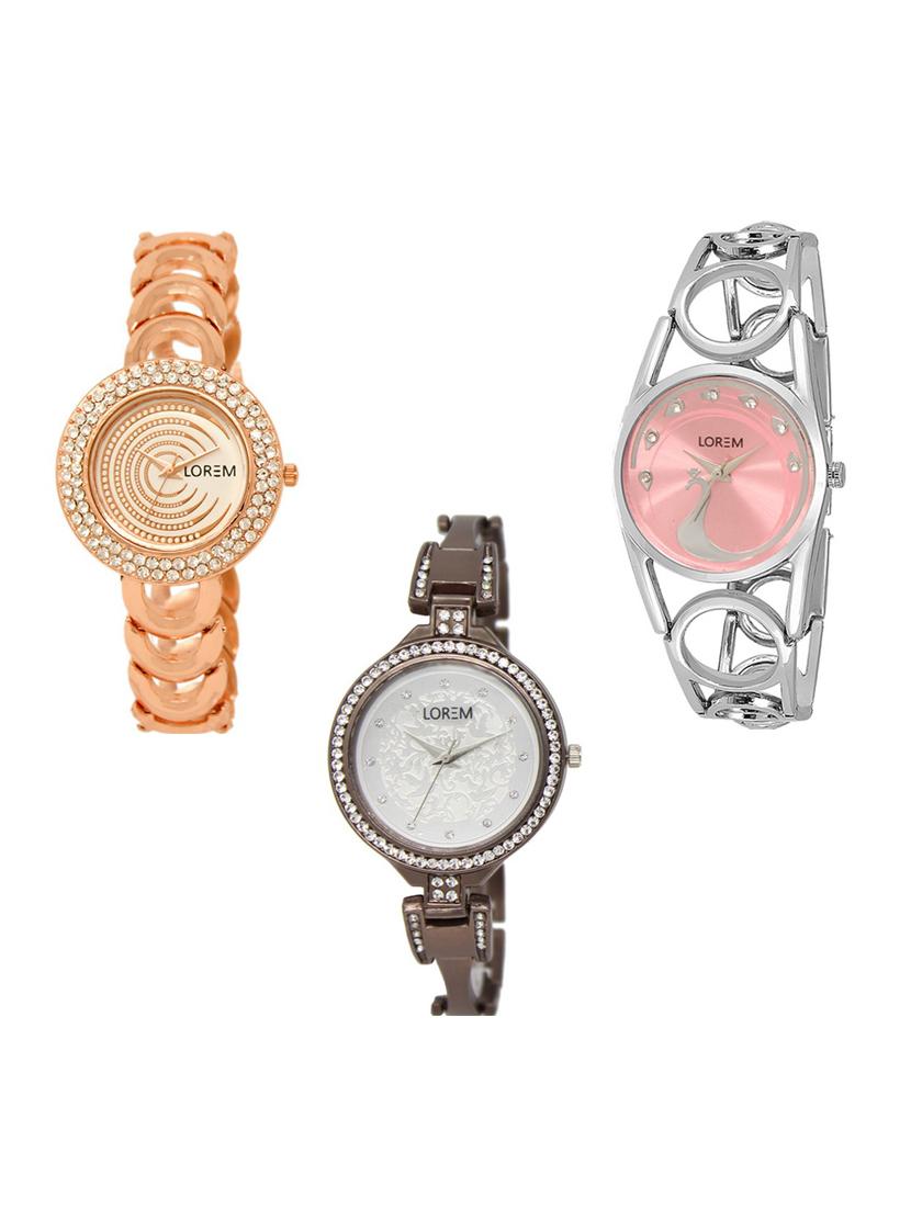 set of 3 round dial analog watch combo -(lk202-233-236) - 15683249 -  Zoom Image - 0