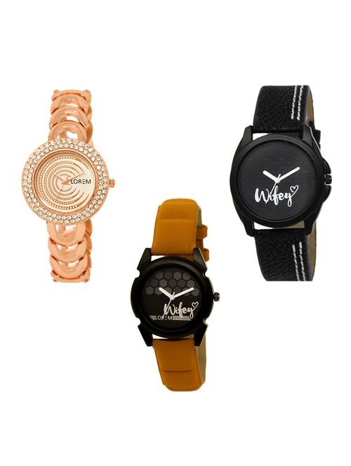 set of 3 round dial analog watch combo -(lk202-234-235) - 15683254 -  Standard Image - 0