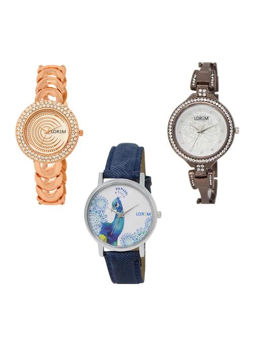 set of 3 round dial analog watch combo -(lk202-236-241) - 15683270 - Standard Image - 0