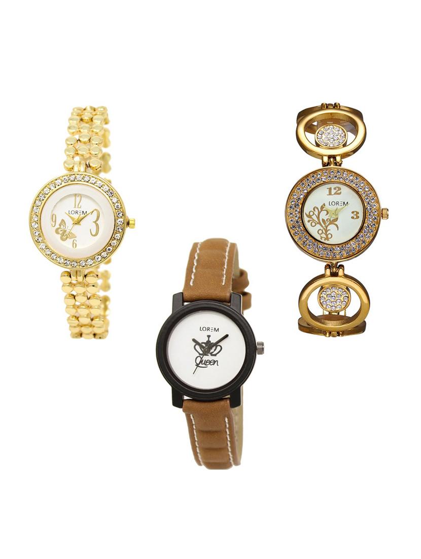 set of 3 round dial analog watch combo -(lk203-204-209) - 15683285 -  Zoom Image - 0
