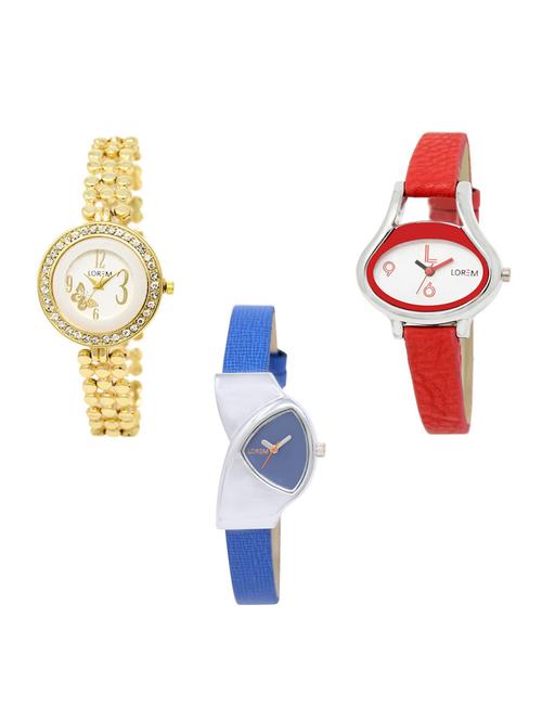 set of 3 round dial analog watch combo -(lk203-206-208) - 15683348 -  Standard Image - 0