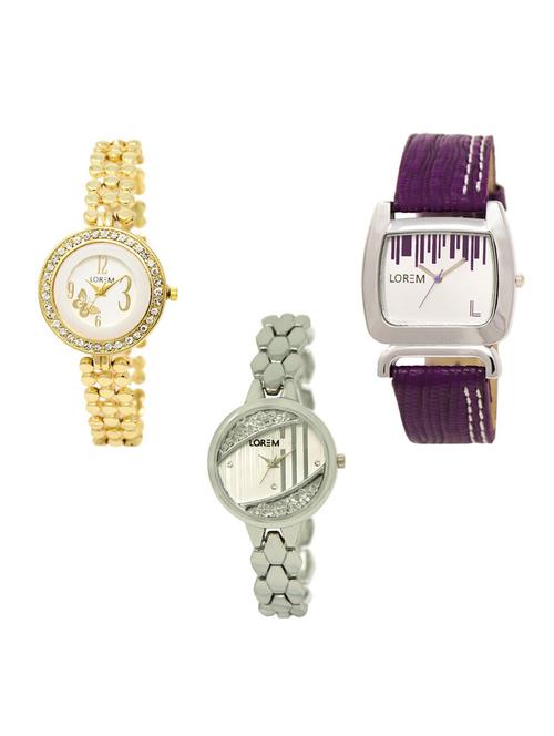 set of 3 round dial analog watch combo -(lk203-207-223) - 15683394 -  Standard Image - 0