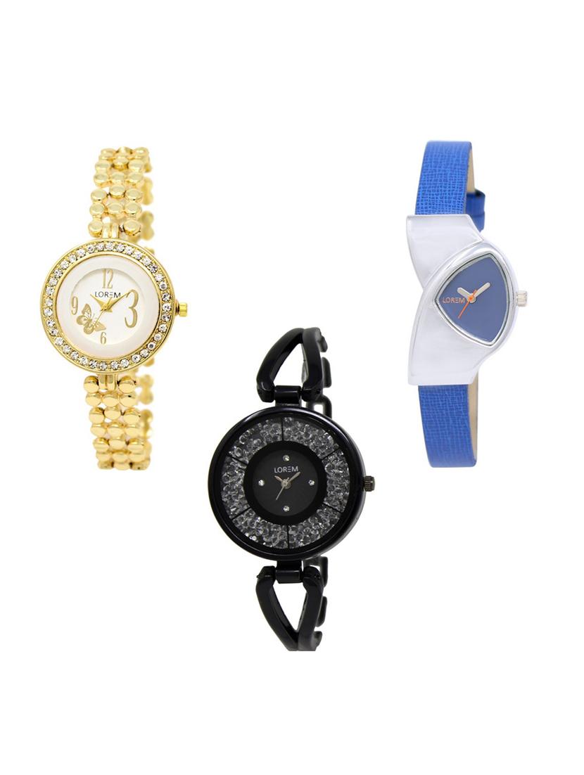 set of 3 round dial analog watch combo -(lk203-208-211) - 15683414 -  Zoom Image - 0