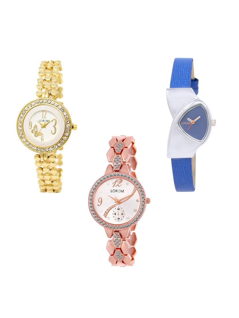 set of 3 round dial analog watch combo -(lk203-208-215) - 15683417 -  Zoom Image - 0