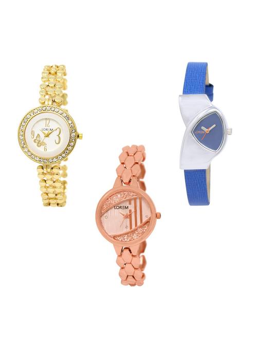 set of 3 round dial analog watch combo -(lk203-208-222) - 15683423 - Standard Image - 0