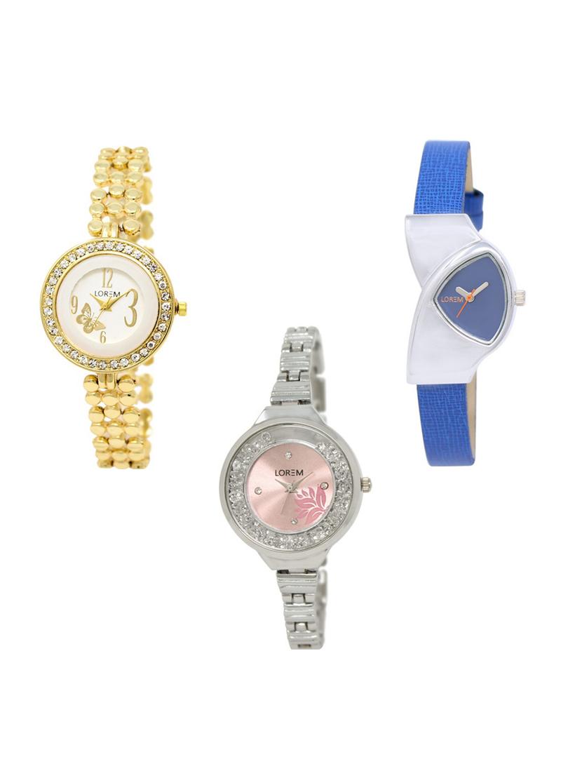set of 3 round dial analog watch combo -(lk203-208-226) - 15683427 - Zoom Image - 0