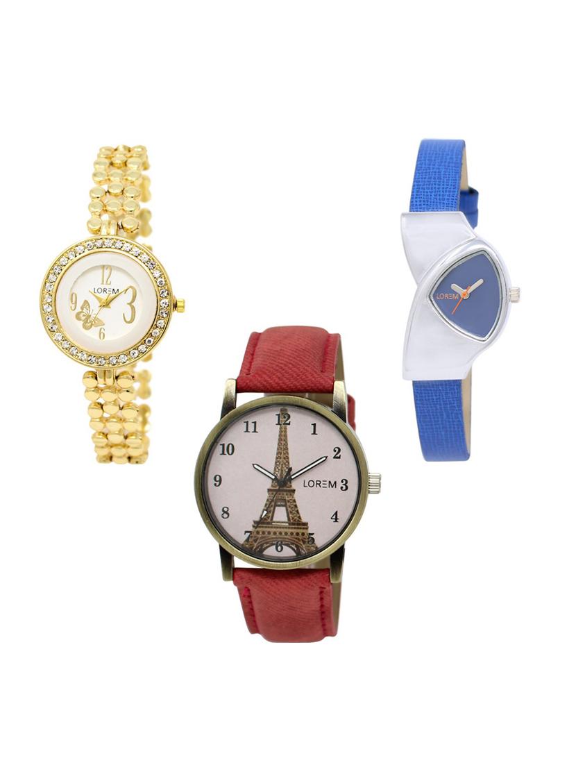 set of 3 round dial analog watch combo -(lk203-208-230) - 15683431 - Zoom Image - 0