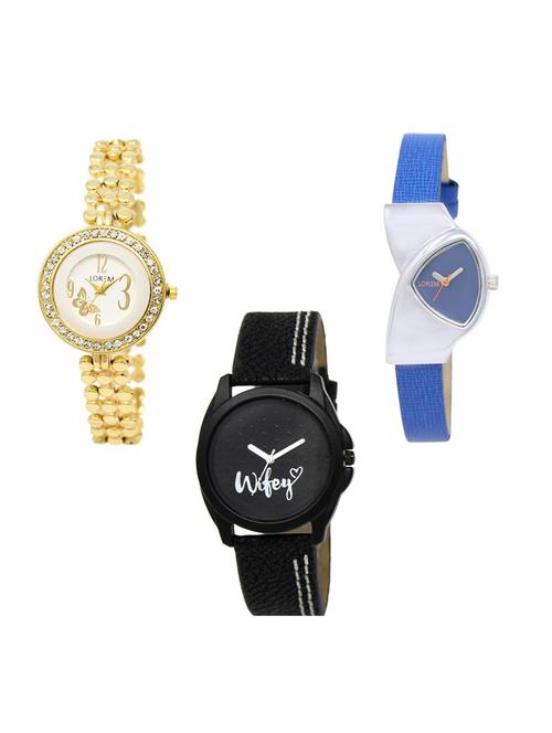 set of 3 round dial analog watch combo -(lk203-208-234) - 15683434 - Standard Image - 0