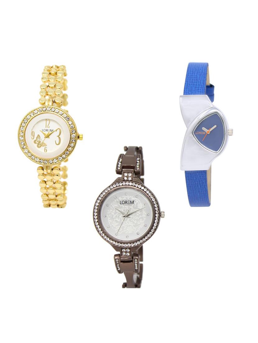 set of 3 round dial analog watch combo -(lk203-208-236) - 15683436 -  Zoom Image - 0