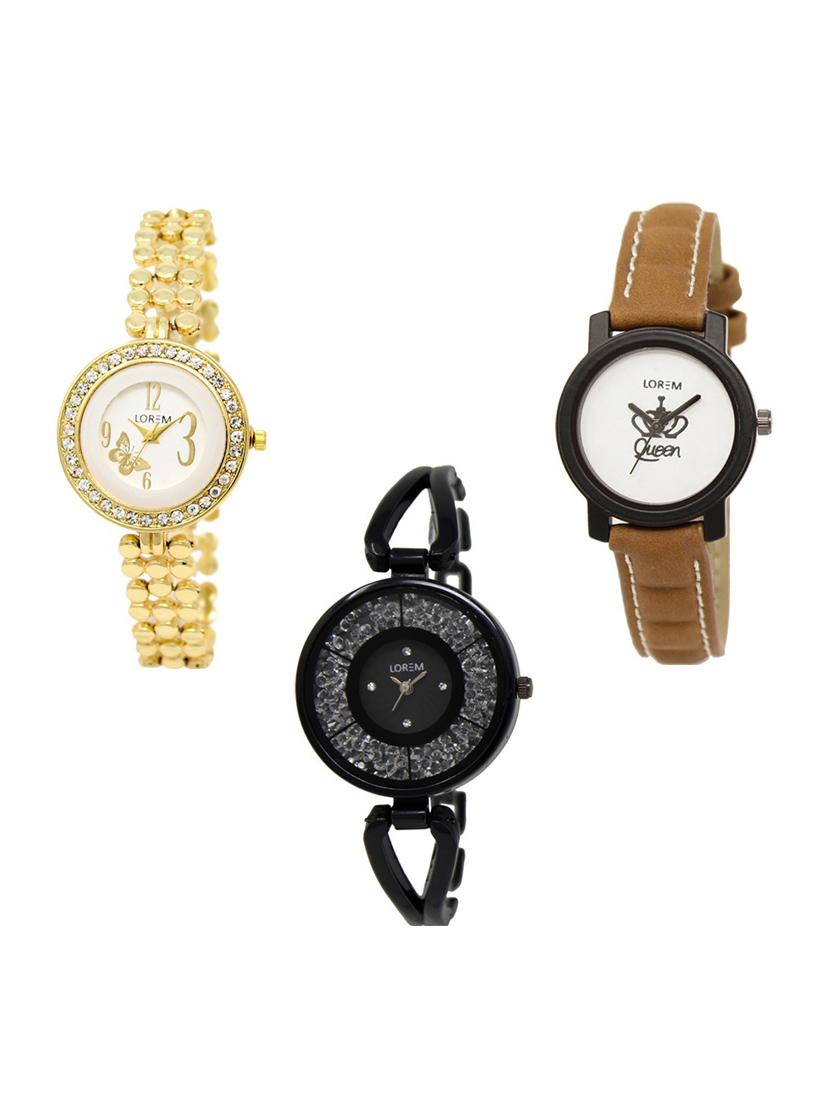 set of 3 round dial analog watch combo -(lk203-209-211) - 15683442 - Zoom Image - 0