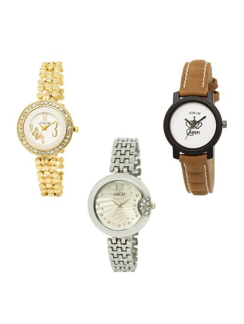 set of 3 round dial analog watch combo -(lk203-209-227) - 15683457 -  Standard Image - 0