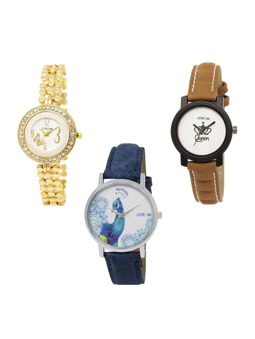 set of 3 round dial analog watch combo -(lk203-209-241) - 15683470 - Zoom Image - 0