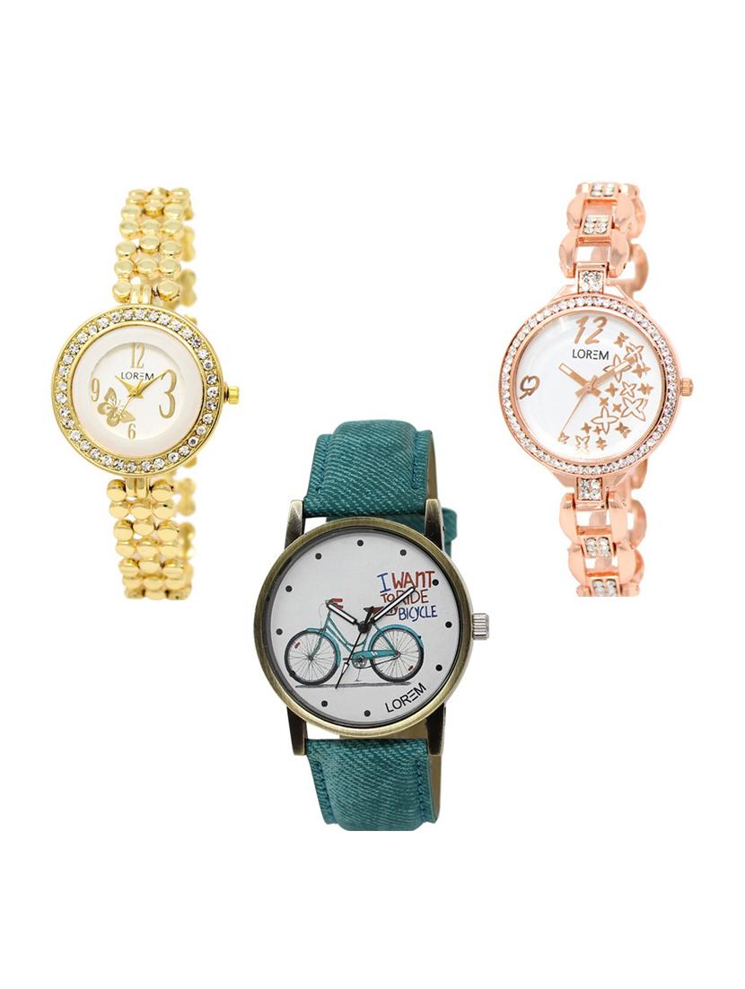 set of 3 round dial analog watch combo -(lk203-210-229) - 15683480 - Zoom Image - 0