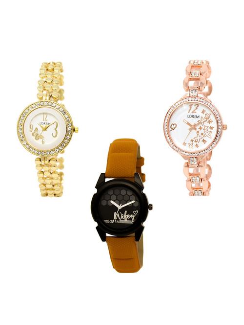 set of 3 round dial analog watch combo -(lk203-210-235) - 15683484 -  Standard Image - 0