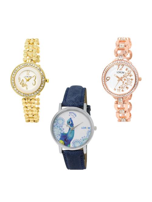 set of 3 round dial analog watch combo -(lk203-210-241) - 15683489 - Standard Image - 0