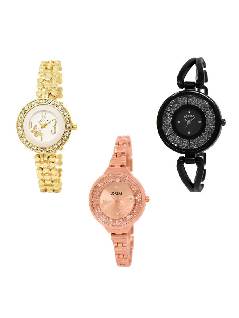 set of 3 round dial analog watch combo -(lk203-211-225) - 15683500 - Zoom Image - 0