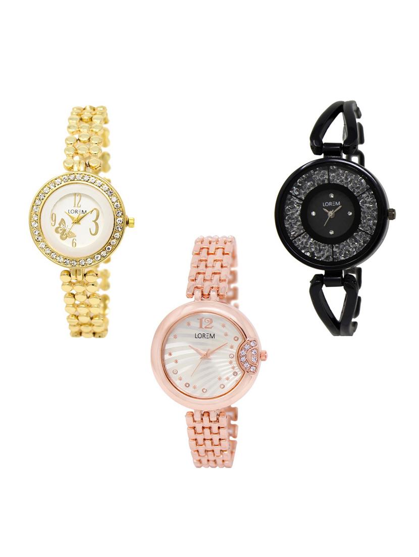 set of 3 round dial analog watch combo -(lk203-211-228) - 15683503 - Zoom Image - 0