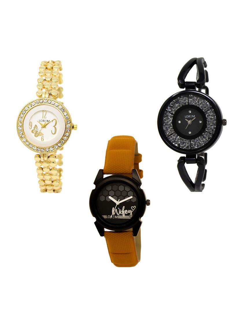 set of 3 round dial analog watch combo -(lk203-211-235) - 15683508 -  Zoom Image - 0