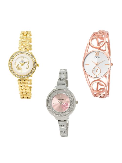 set of 3 round dial analog watch combo -(lk203-213-226) - 15683543 - Standard Image - 0