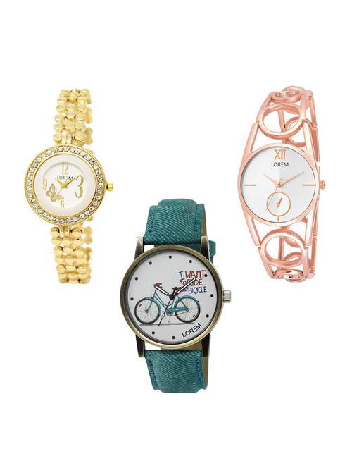 set of 3 round dial analog watch combo -(lk203-213-229) - 15683545 - Standard Image - 0
