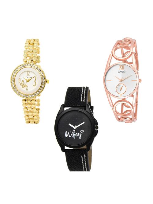 set of 3 round dial analog watch combo -(lk203-213-234) - 15683548 -  Standard Image - 0