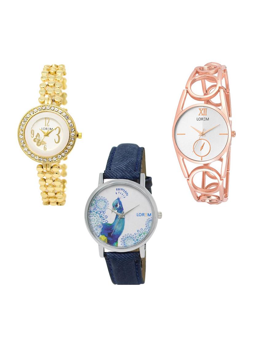 set of 3 round dial analog watch combo -(lk203-213-241) - 15683554 - Zoom Image - 0